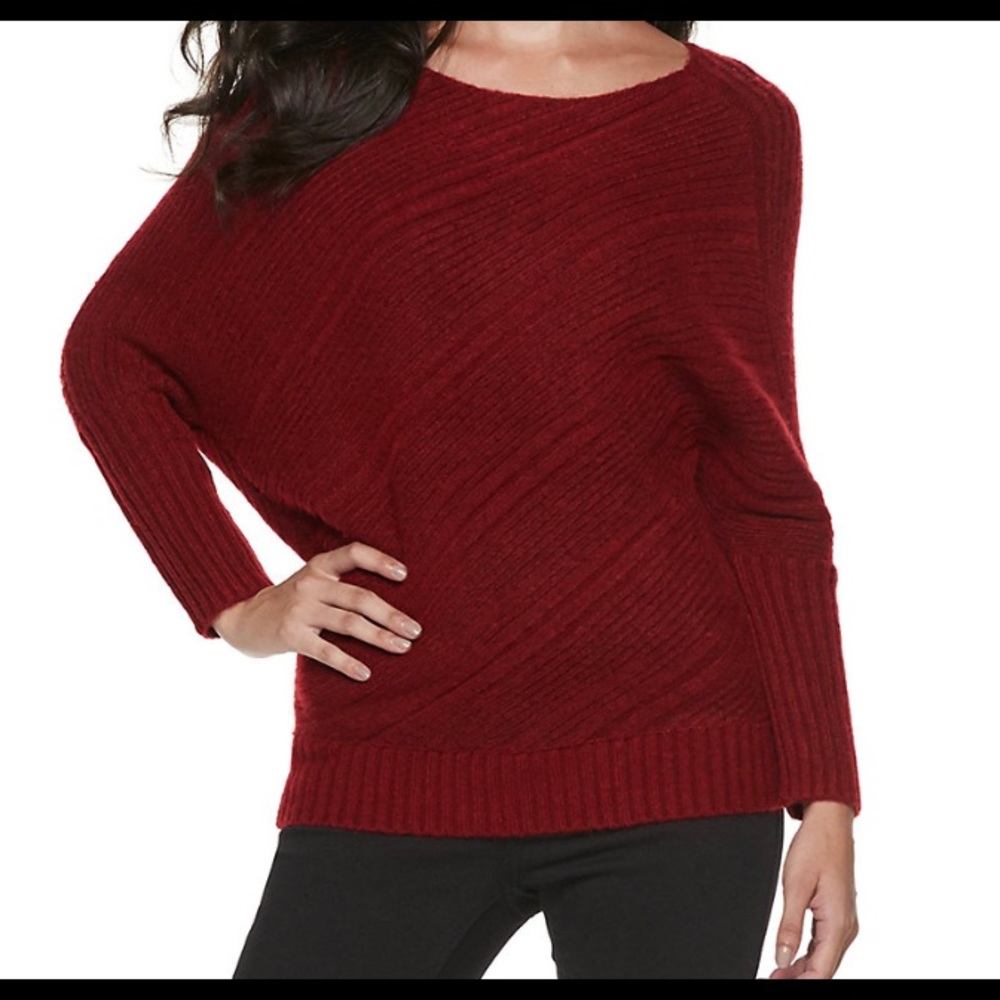 Jennifer Lopez Dolman Sweater, sz large, maroon, red